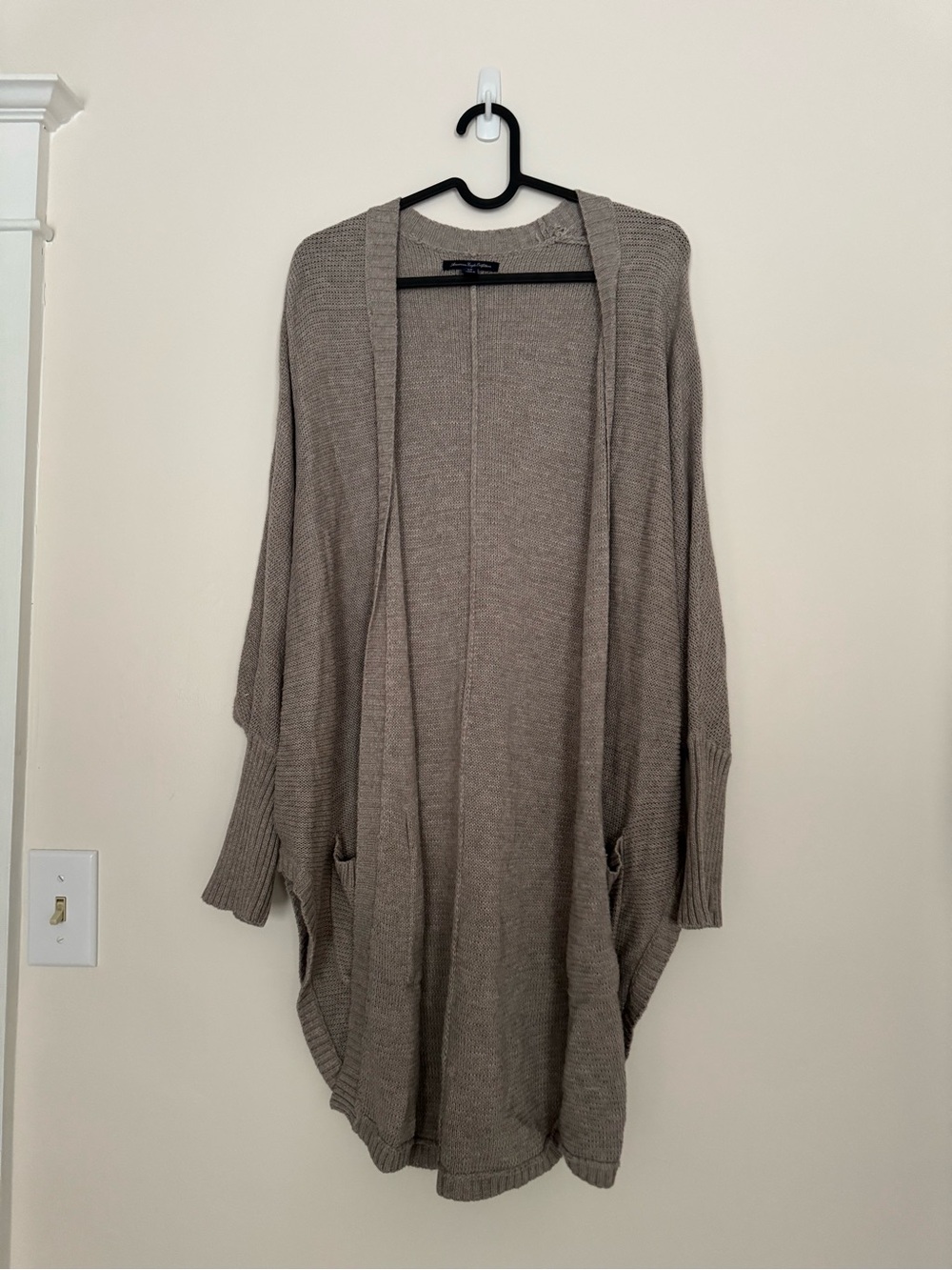 American Eagle Outfitters Taupe Open-Front Knit Cardigan